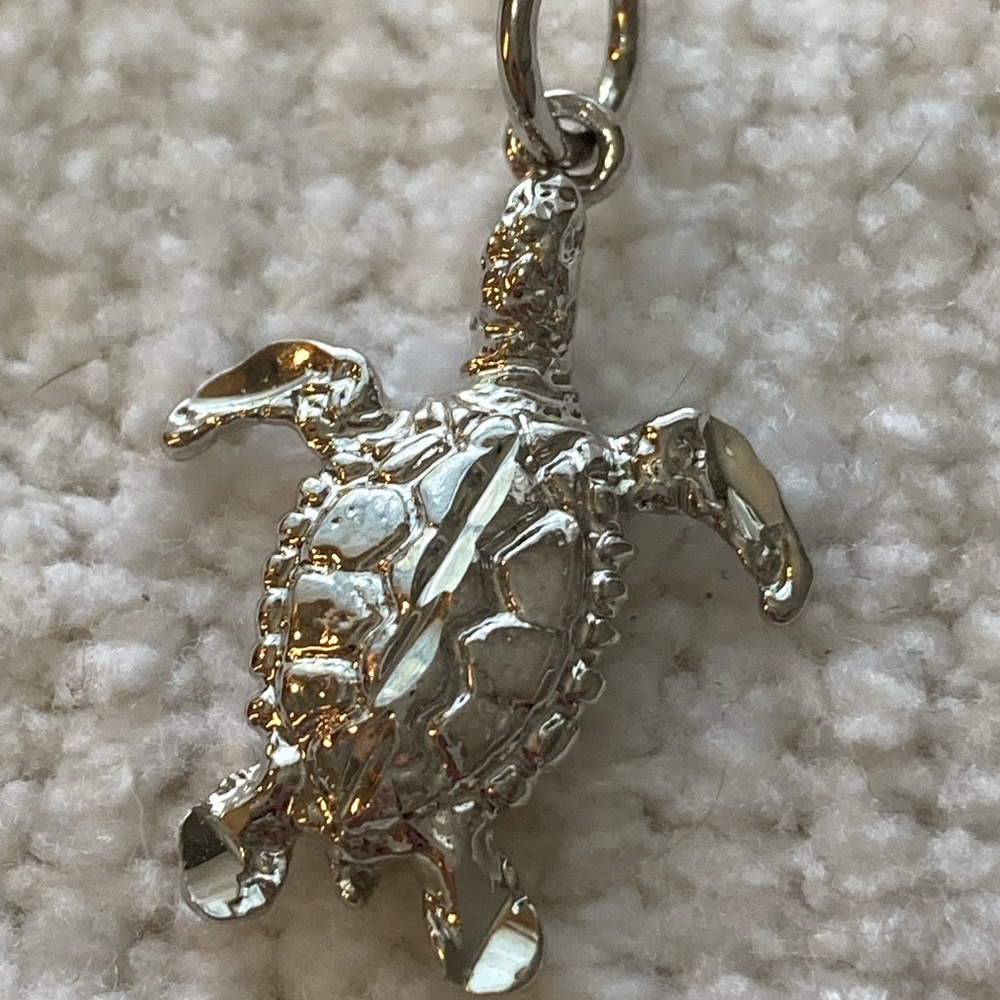 1” Silver Sea Turtle Pendant / Charm for Necklace